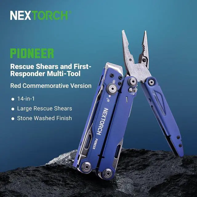 Alt view image 2 of 7 - NEXTORCH PIONEER MT20 14-IN-1 Multi-tools Full-Size,Multi-tool Set with Scissors Needle Nose Pliers Pocket Clip Multi-tool for DIY Home Outdoors Everyday Carry Men Gift Color (BLUE with Glass Breaker)
