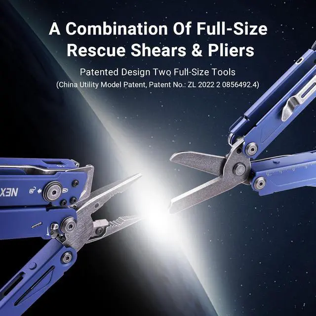 Alt view image 3 of 7 - NEXTORCH PIONEER MT20 14-IN-1 Multi-tools Full-Size,Multi-tool Set with Scissors Needle Nose Pliers Pocket Clip Multi-tool for DIY Home Outdoors Everyday Carry Men Gift Color (BLUE with Glass Breaker)