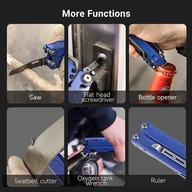 Alt view image 6 of 7 - NEXTORCH PIONEER MT20 14-IN-1 Multi-tools Full-Size,Multi-tool Set with Scissors Needle Nose Pliers Pocket Clip Multi-tool for DIY Home Outdoors Everyday Carry Men Gift Color (BLUE with Glass Breaker)