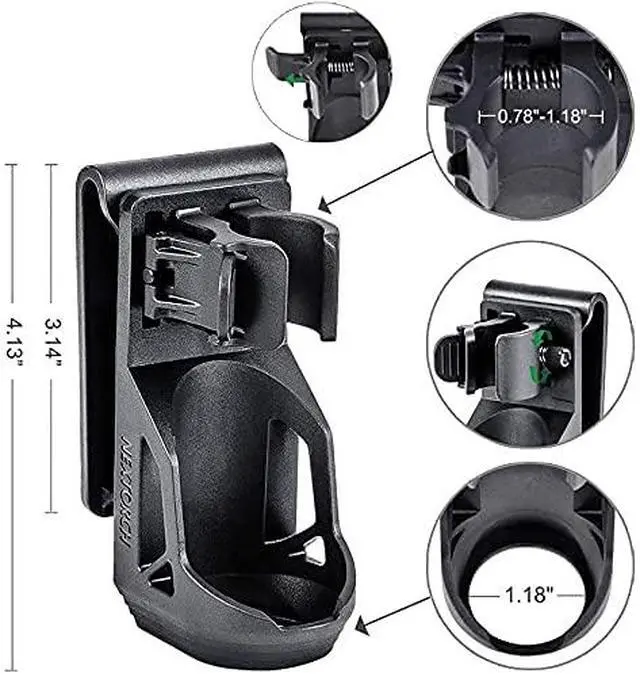 Alt view image 6 of 6 - Nextorch V5 Tactical Flashlight Holster with Lever Side Lock System Only for 1"-1.25" Diameter Flashlight Holster Head Diameter 0.78"-1.18" Bottom Diameter 1.18")