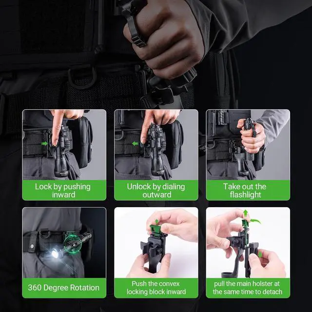 Alt view image 4 of 7 - NEXTORCH V55 Flashlight Holster Small Handheld Flashlight Holder Pouch | Flashlight Holster with 360 Degree Rotation Suitable for (21-31mm head diameter, 19-23mm barrel diameter flashlight)