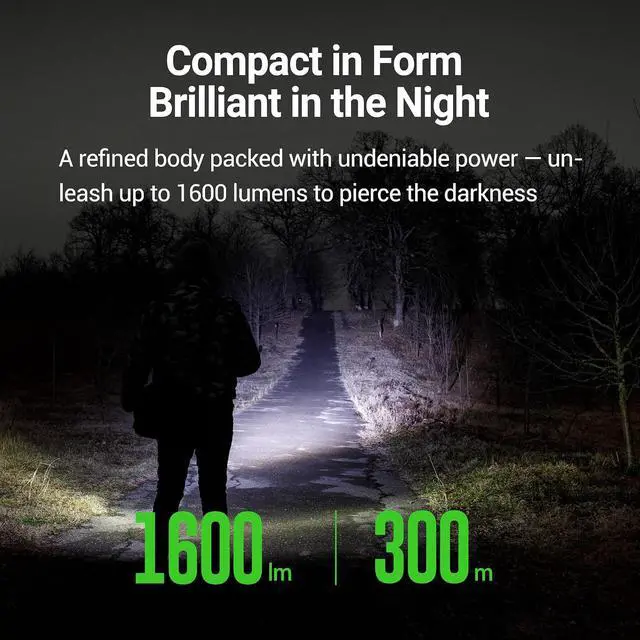 Alt view image 3 of 7 - NEXTORCH ARTORCH 1600 Lumen Tactical Flashlight 300m Long-Range LED Torch | Compact EDC Rechargeable Light with Integrated Ring, IP68 Waterproof, Roller Switch with Strobe for Outdoor, Camping, Hiking