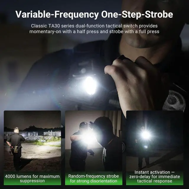 Alt view image 6 of 7 - NEXTORCH TA30D MAX 4000 High Lumens Tactical Flashlight Rechargeable LED | Black Anodizing with 5 Modes & Strobe 450 Meters Beam for Special Outdoor Operations, Night Searches, etc