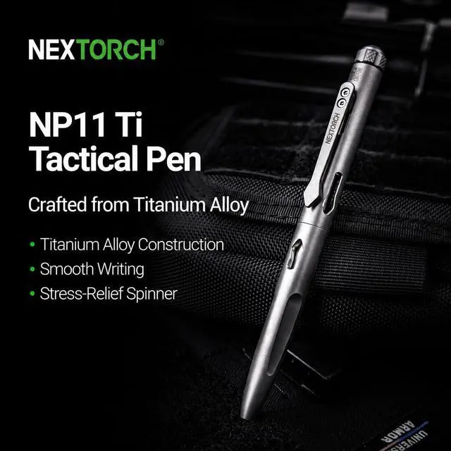 Alt view image 3 of 7 - NEXTORCH NP11 Ti Titanium Alloy Pen with Stress-Relief Spinner & Bolt-Action Design Smooth Writing, Lightweight EDC Carry