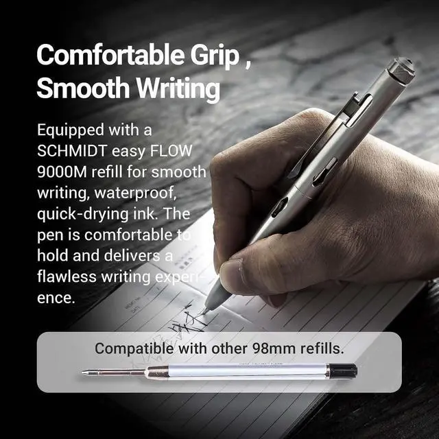 Alt view image 6 of 7 - NEXTORCH NP11 Ti Titanium Alloy Pen with Stress-Relief Spinner & Bolt-Action Design Smooth Writing, Lightweight EDC Carry
