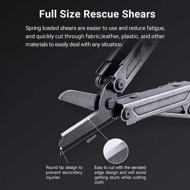 Alt view image 4 of 7 - PIONEER 14-IN-1 Multi-tools Heavy Duty Multi tool Set with Scissor Needle Nose Pliers Trauma Shears Pocket Clip Multi-tool