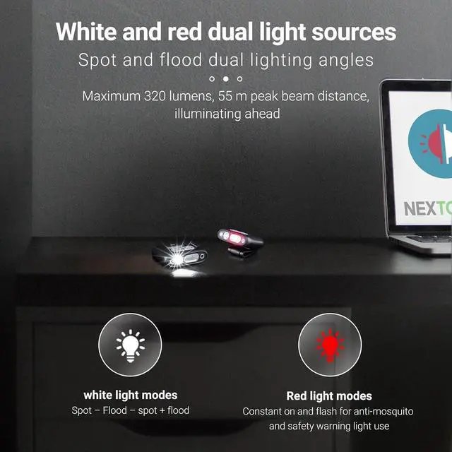Alt view image 6 of 7 - NEXTORCH UT30 Smart-Sensing Multifunction Light, 320 Lumens Headlamp 41g | Gesture Sensor Cap Clip Light with White & Red LED, USB-C Rechargeable, Compact for Camping, Bike, Helmet, Outdoor Utility