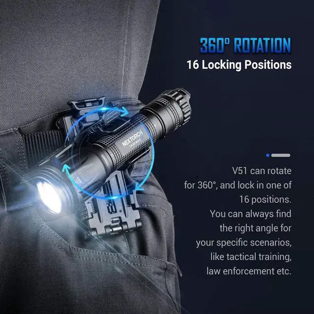 Alt view image 6 of 6 - NEXTORCH V51 Tactical Flashlight Holster with Lever Side Lock System