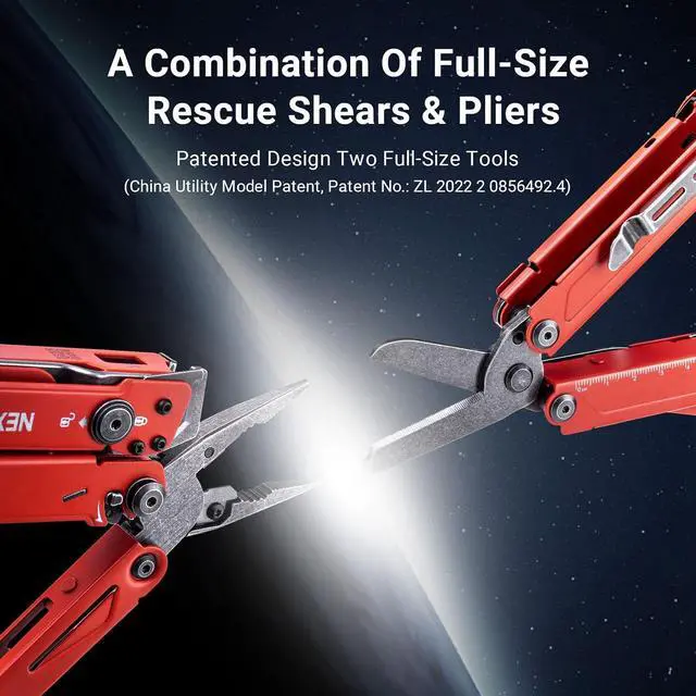 Alt view image 5 of 7 - NEXTORCH PIONEER MT20 14-IN-1 Multi-tools Full-Size,Versatile Multi-tool Set with Scissors Needle Nose Pliers Pocket Clip Multi-tool (RED with Glass Breaker)