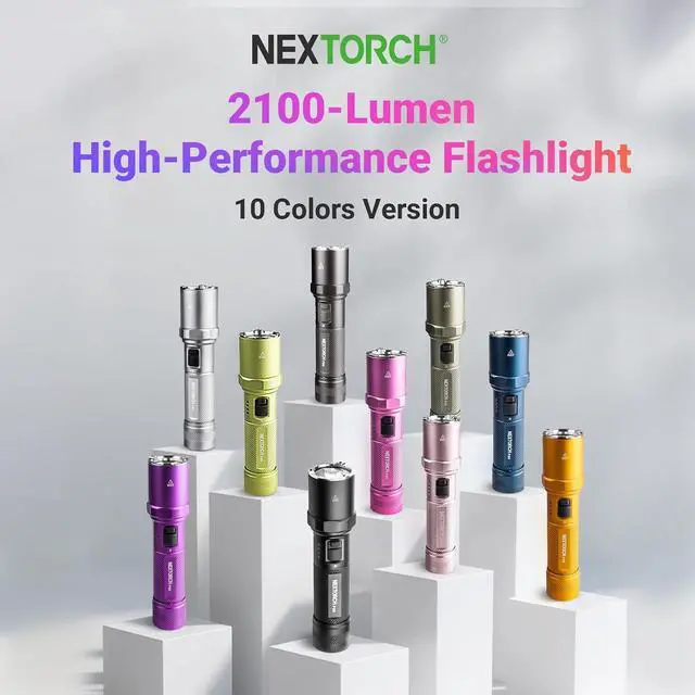 Alt view image 2 of 6 - NEXTORCH P80 2100lm Rechargeable Flashlight Purple High Lumen | IPX7 Waterproof EDC Flashlight for Camping Home Use Night Outdoor Dog Walking Gear