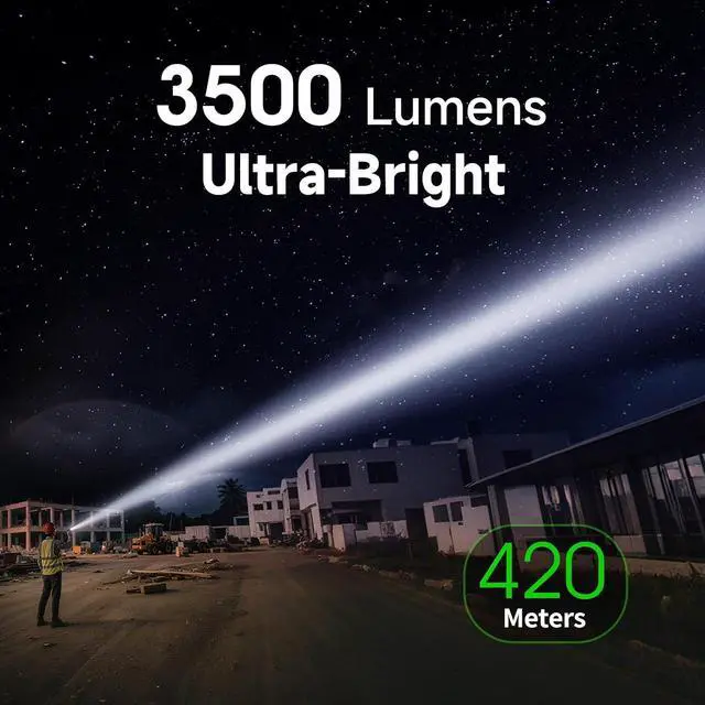 Alt view image 3 of 7 - NEXTORCH C61 3500 Lumen High Lumens LED Work Flashlight 420 Meters IP67 | Search Light Rechargeable with Wire Lanyard Ring, Magnetic Base, for Camping, Car Repair Maintenance, Hands-Free Operation
