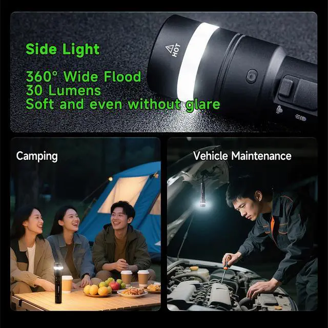 Alt view image 5 of 7 - NEXTORCH C61 3500 Lumen High Lumens LED Work Flashlight 420 Meters IP67 | Search Light Rechargeable with Wire Lanyard Ring, Magnetic Base, for Camping, Car Repair Maintenance, Hands-Free Operation