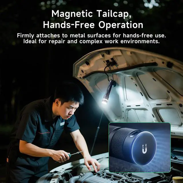 Alt view image 7 of 7 - NEXTORCH C61 3500 Lumen High Lumens LED Work Flashlight 420 Meters IP67 | Search Light Rechargeable with Wire Lanyard Ring, Magnetic Base, for Camping, Car Repair Maintenance, Hands-Free Operation