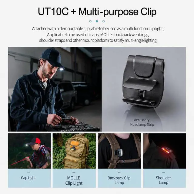 Alt view image 5 of 7 - NEXTORCH UT10C Multi-Functional Clip Light & Headlamp USB-C Rechargeable | 170 Lumens Portable LED Light & Red Light, Ultra-Lightweight Utility Light for Cap, Bike, Camping, Dog Walking, Auto Repair