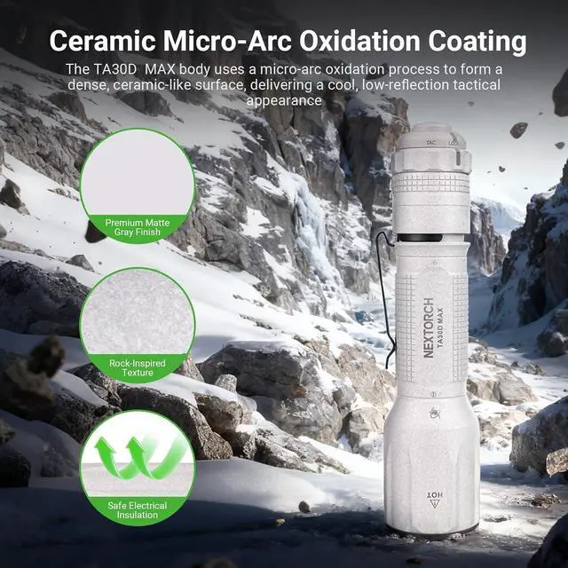 Alt view image 4 of 7 - NEXTORCH TA30D MAX 4000 High Lumens Tactical Flashlight LED Rechargeable | Micro-Arc Oxidation Coating with Professional 5 Modes 450 Meters Beam for Outdoor Operations, Night Searches, Patrol, etc