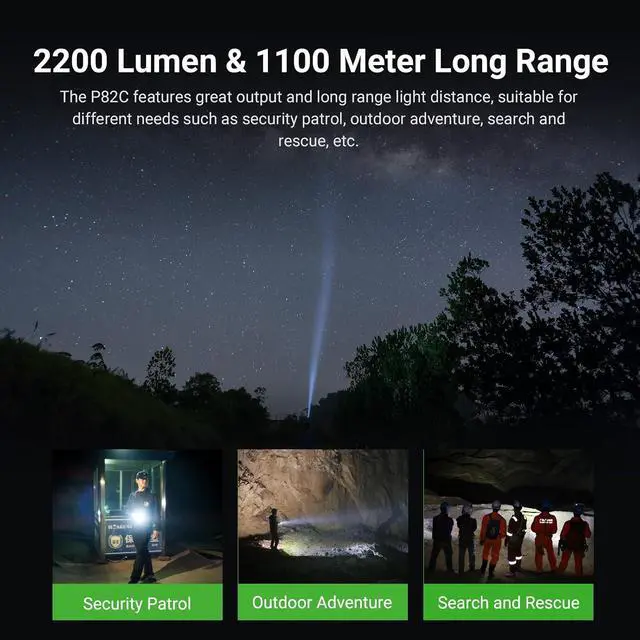 Alt view image 4 of 7 - NEXTORCH P82C 1100 Meters Long Range Tactical Flashlight 2200 High Lumens | LED Handheld Torch Ultra Bright, Searchlight with USB-C Rechargeable for Duty Patrol, Outdoor, Camping, Pathfinding