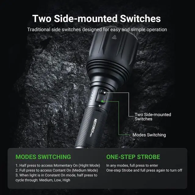 Alt view image 5 of 7 - NEXTORCH P82C 1100 Meters Long Range Tactical Flashlight 2200 High Lumens | LED Handheld Torch Ultra Bright, Searchlight with USB-C Rechargeable for Duty Patrol, Outdoor, Camping, Pathfinding