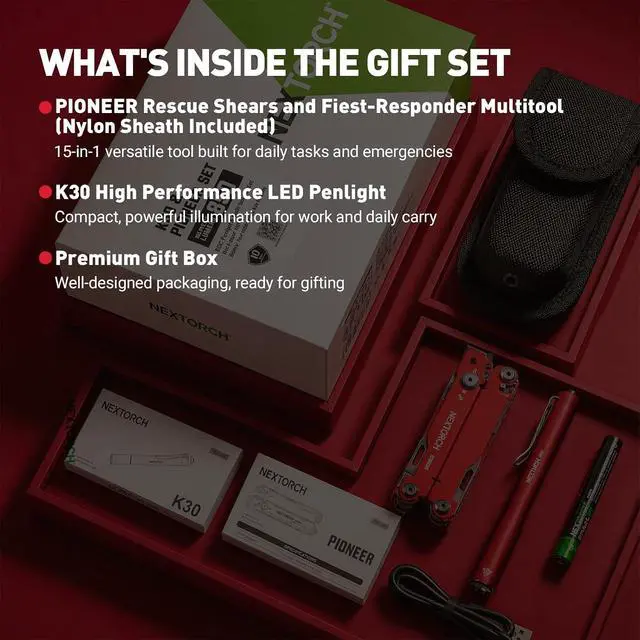 Alt view image 2 of 6 - NEXTORCH Pioneer MT20 Multitool with K30 Pen Light, All-in-One EDC Tool Kit, Portable Multi-Tool and Pen Flashlight Combo for Daily Carry, Outdoor, and Emergency Use