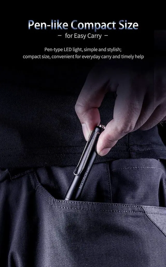 Alt view image 4 of 7 - NEXTORCH 330 Lumens Rechargeable USB LED Penlight Pocket-Size Compact Mini Torch