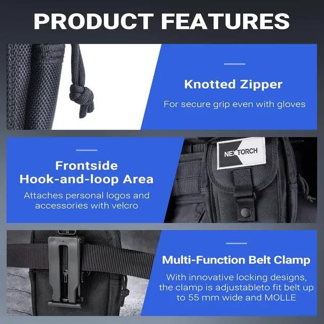 Alt view image 5 of 7 - NEXTORCH Pouch Multipurpose Waist Bag Holster Waist Belt Bag with Zipper
