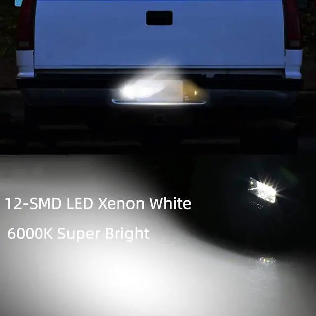 Alt view image 4 of 7 - Yankok LED License Plate Lights Compatible with Chevy Blazer S10 C1500 K1500 Silverado Suburban Tahoe GMC Yukon Sonoma 1988-1999 Black Housing
