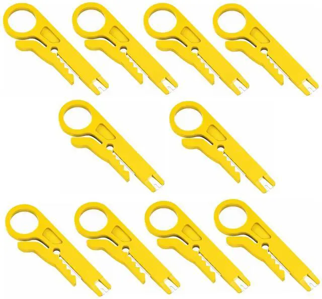 Main image of Yankok Mini Stripper/Cutter/Punch Down Tool 10 Pcs Yellow Strip Cut and Punch Down for UTP STP FTP Cables, Network and Telephone Cable, Ethernet Patch Panel Block and 10-30 AWG Gauge Wires
