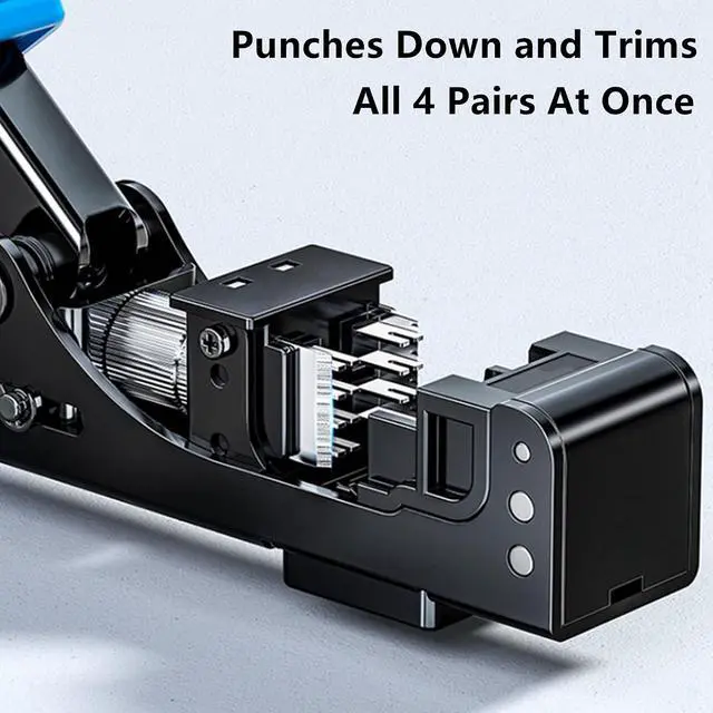 Alt view image 5 of 7 - Yankok 90 Degree Punch Down Tool with 5 Keystone Jacks in White SPECIFIC MODULAR FIT CAT5/5e and CAT6/6A Modular Fast Termination Crimper, One Hand Operation Blue