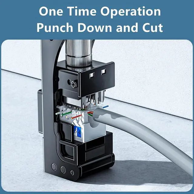 Alt view image 4 of 7 - Yankok 90 Degree Punch Down Tool with 5 Keystone Jacks in White SPECIFIC MODULAR FIT CAT5/5e and CAT6/6A Modular Fast Termination Crimper, One Hand Operation Blue