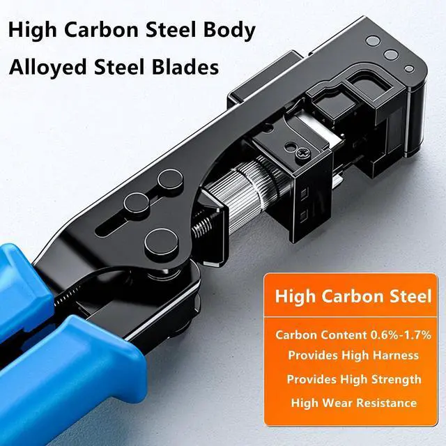 Alt view image 6 of 7 - Yankok 90 Degree Punch Down Tool with 5 Keystone Jacks in White SPECIFIC MODULAR FIT CAT5/5e and CAT6/6A Modular Fast Termination Crimper, One Hand Operation Blue
