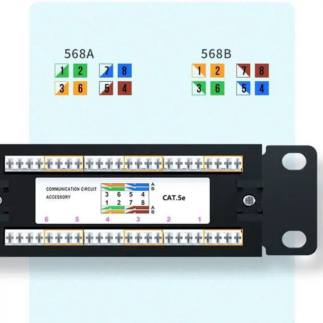 Alt view image 6 of 7 - Yankok [CAT5/5e 12 Port Patch Panel Unshielded with Coded T568A/B Wiring for RJ45 Network Cables Rack/Wall Mount 10in.x1U (Come with Bracket and Mini Cable Stripper Cutter)