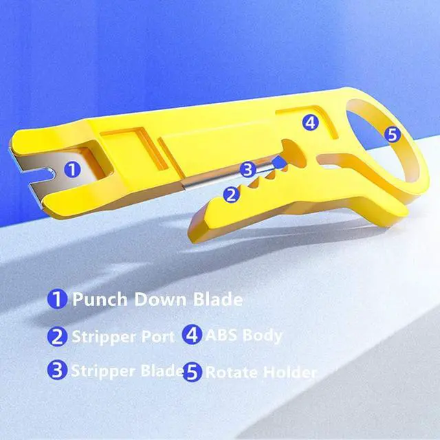 Alt view image 2 of 7 - Yankok Mini Stripper/Cutter/Punch Down Tool 5 Pcs Yellow Strip Cut and Punch Down for UTP STP FTP Cables, Network and Telephone Cable, Ethernet Patch Panel Block and 10-30 AWG Gauge Wires