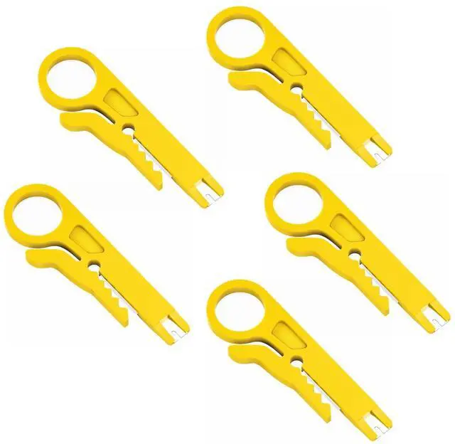 Main image of Yankok Mini Stripper/Cutter/Punch Down Tool 5 Pcs Yellow Strip Cut and Punch Down for UTP STP FTP Cables, Network and Telephone Cable, Ethernet Patch Panel Block and 10-30 AWG Gauge Wires