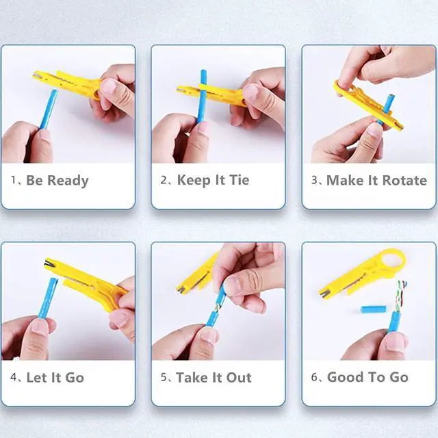 Alt view image 7 of 7 - Yankok Mini Stripper/Cutter/Punch Down Tool 5 Pcs Yellow Strip Cut and Punch Down for UTP STP FTP Cables, Network and Telephone Cable, Ethernet Patch Panel Block and 10-30 AWG Gauge Wires