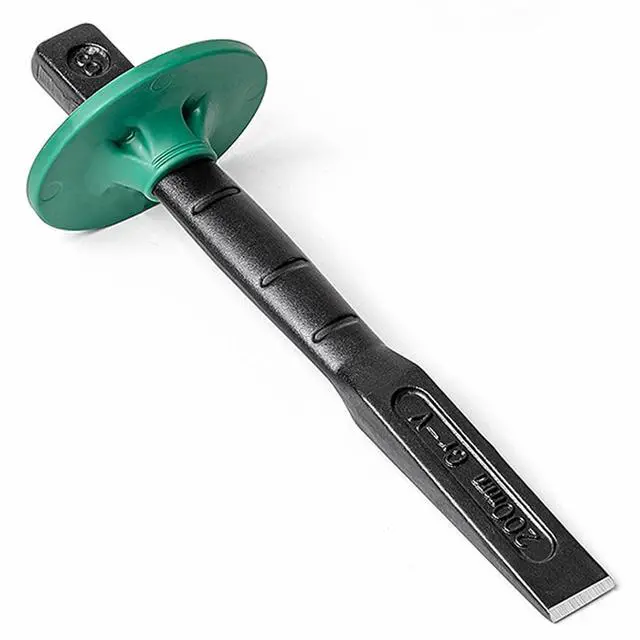 Main image of Yankok 8in. Flat Chisel with Hand Guard Green, 0.75in. Cut 7.87in. Handle Chrome Vanadium Alloy Steel, Flat-oval Shape Heavy Duty for Brick Masonry Concrete Hardwood