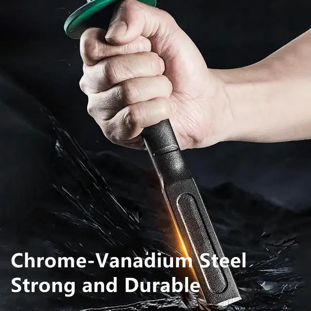 Alt view image 6 of 7 - Yankok 8in. Flat Chisel with Hand Guard Green, 0.75in. Cut 7.87in. Handle Chrome Vanadium Alloy Steel, Flat-oval Shape Heavy Duty for Brick Masonry Concrete Hardwood