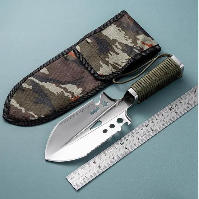 Alt view image 7 of 7 - Yankok 10" Multifunction Mini Hand Shovel, 9 in 1 Ultralight Stainless Steel Trowel with Carry Pouch for Camping Gardening Hiking Outdoor Survival