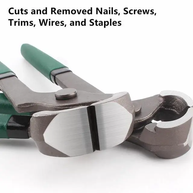 Alt view image 6 of 7 - Yankok 6" Nail Puller Tool, 0.71in. Jaw Clearance Green Handle Grip, Nails Screws Trims Wires, and Staples Leverage Pliers Pincer, Labor-Saving, High Hardness, Durability and Rusting