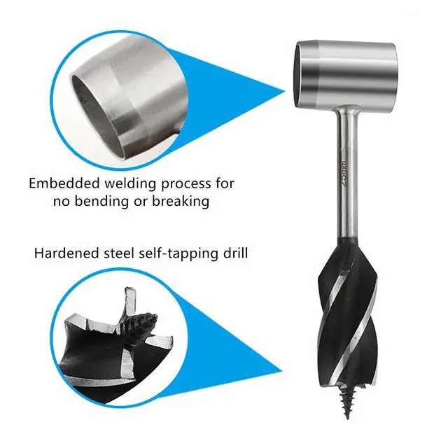 Alt view image 4 of 7 - Yankok Hand Auger Wood Drill for Bushcraft Settlers, 1 in. Hole Bit, 6.5in. Length, Manual Wrench Survival Tool with Protective Case in Brown