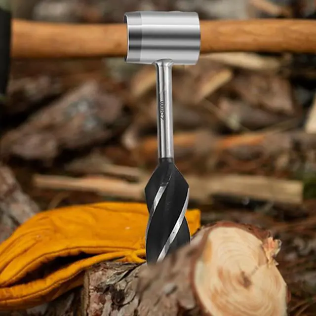 Alt view image 6 of 7 - Yankok Hand Auger Wood Drill for Bushcraft Settlers, 1 in. Hole Bit, 6.5in. Length, Manual Wrench Survival Tool with Protective Case in Brown