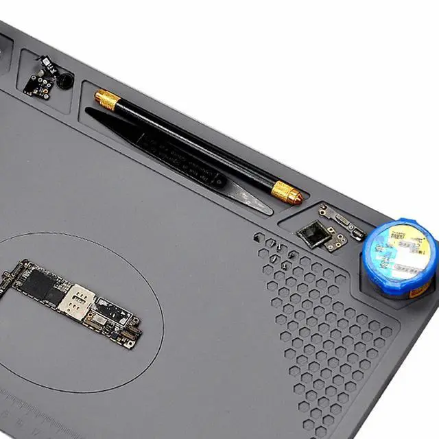 Alt view image 5 of 7 - Yankok TE-615 Anti-Static Mat Gray 13.78 x 8.66in. Heat Insulation 450/842 Mobile Phone Soldering Work Repair Silicone Pad, Non Magnetic