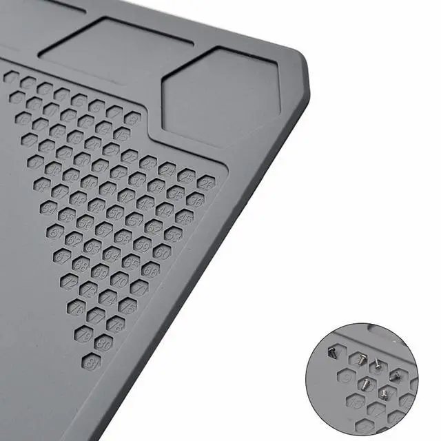 Alt view image 6 of 7 - Yankok TE-615 Anti-Static Mat Gray 13.78 x 8.66in. Heat Insulation 450/842 Mobile Phone Soldering Work Repair Silicone Pad, Non Magnetic