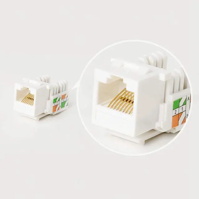 Alt view image 3 of 7 - Yankok CAT6 RJ45 Keystone Jack 5 Pack 90 Degree Punch Down, Female Connectors UL Listed, Supports 110/Krone Dual-Type Termination 23/24 AWG Ethernet Cables, Transparent Cap