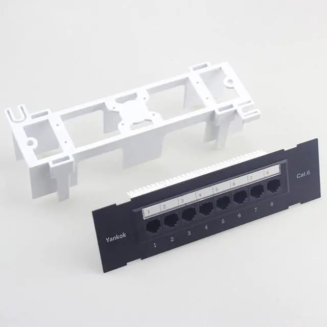 Alt view image 4 of 6 - Yankok [CAT6 8 Port Patch Panel Unshielded with Coded T568A/B Wiring for RJ45 Network Cables Rack/Wall Mount 1U (Come with Bracket & Mini Punch Down Tool)