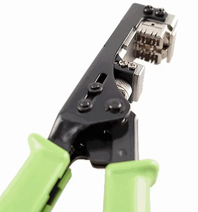 Alt view image 6 of 7 - Yankok 180 Degree Keystone Jack Punch Down Tool (Fit Specific AMP 110 Series 8 Position Jacks Only), CAT5/5e and CAT6/6A Adapter Fast Termination Crimper, One Hand Operation Green Handle