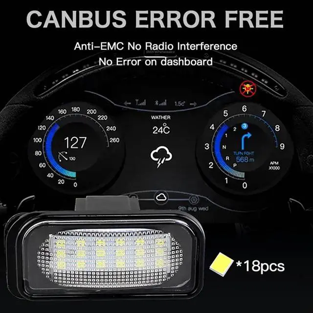 Alt view image 3 of 7 - Yankok LED License Plate Lights Compatible with Mercedes Benz W203 C-Class Sedan 2001-2007, R230 SL-Class 2001-2011, W209 CLK-Class 2002-2009, 2 Pack 6500K White Canbus Error Free