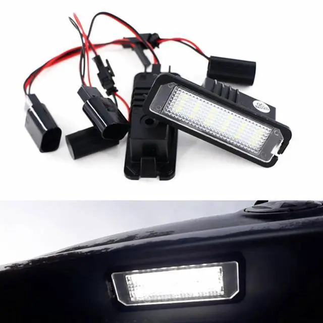 Alt view image 2 of 7 - Yankok LED License Plate Lights Compatible with Volkswagen VW Golf 4 5 6 7 GTi CC Rabbit Eos Beetle Porsche Boxster Cayman Cayenne Carrera 2 Pack w/Resistor Can-bus Error Free 6000K 18 SMD