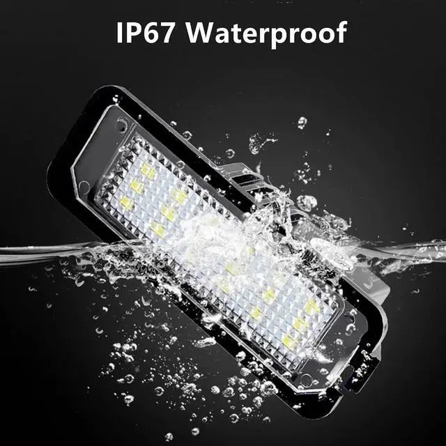 Alt view image 6 of 7 - Yankok LED License Plate Lights Compatible with Volkswagen VW Golf 4 5 6 7 GTi CC Rabbit Eos Beetle Porsche Boxster Cayman Cayenne Carrera 2 Pack w/Resistor Can-bus Error Free 6000K 18 SMD
