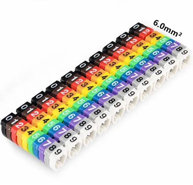 Main image of Yankok Clip-On Cable Marker 1.5/2.5/4.0/6.0mm², for 2.0-7.0mm Cables Color Coded Imprint with 0-9 (6.0mm²)