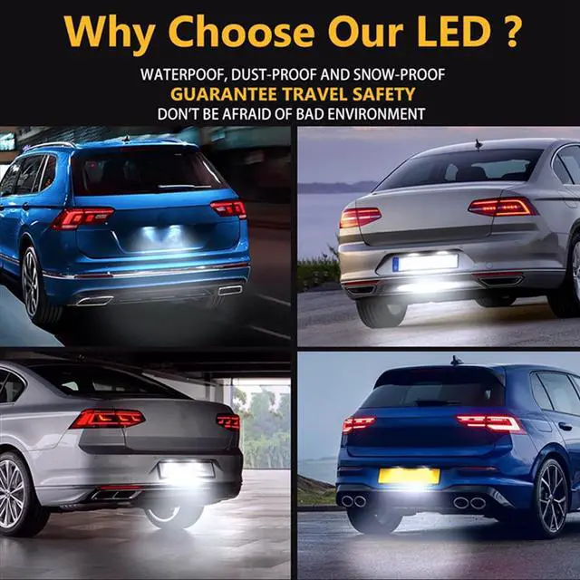 Alt view image 7 of 7 - Yankok LED License Plate Lights Compatible with Volkswagen VW Golf 4 5 6 7 GTi CC Rabbit Eos Beetle Porsche Boxster Cayman Cayenne Carrera 2 Pack w/Resistor Can-bus Error Free 6000K 18 SMD