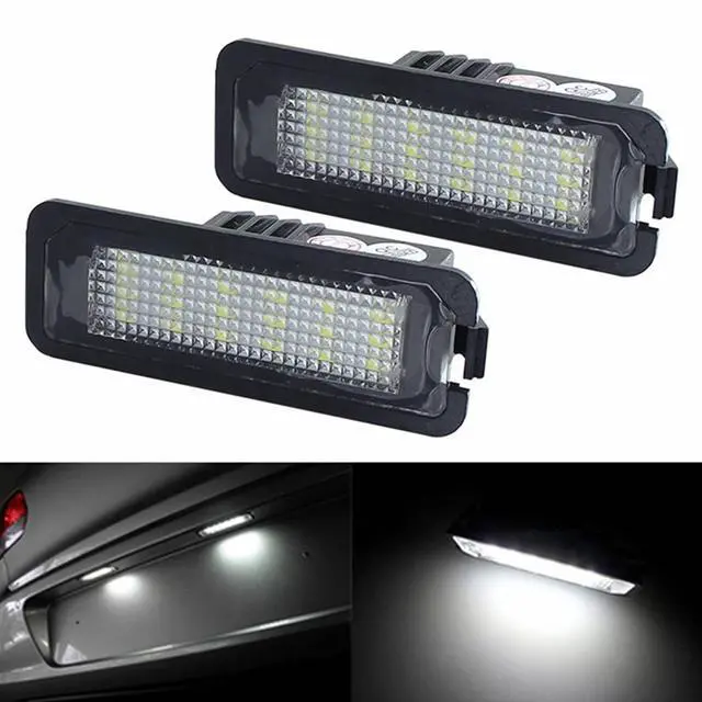 Main image of Yankok LED License Plate Lights Compatible with Volkswagen VW Golf 4 5 6 7 GTi CC Rabbit Eos Beetle Porsche Boxster Cayman Cayenne Carrera 2 Pack w/Resistor Can-bus Error Free 6000K 18 SMD